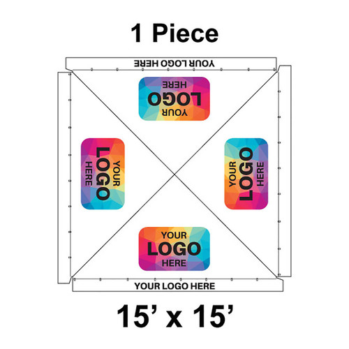 15' x 15' Classic Pole Tent, 1 Piece, Ratchet Top, Logo/Valance Print Only.