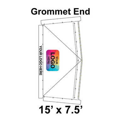 15' x 7.5' Classic Frame Tent Grommet End, 16 oz. Ratchet Top, Logo/Valance Print Only