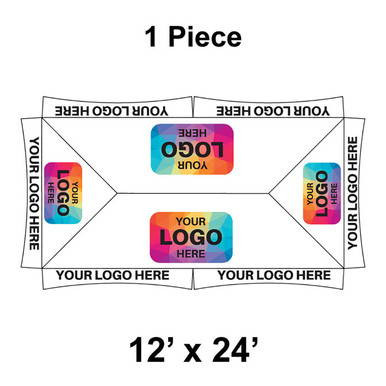 12' x 24' Master Series Frame Tent, 1 Piece, 16 oz. Ratchet Top, Logo/Valance Print Only