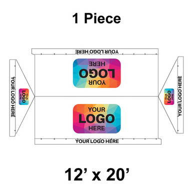 12' x 20' Gable Frame Tent, 1 Piece, 16 oz. Ratchet Top, Logo/Valance Print Only