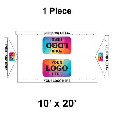 10' x 20' Gable Frame Tent, 1 Piece, 16 oz. Ratchet Top, Logo/Valance Print Only