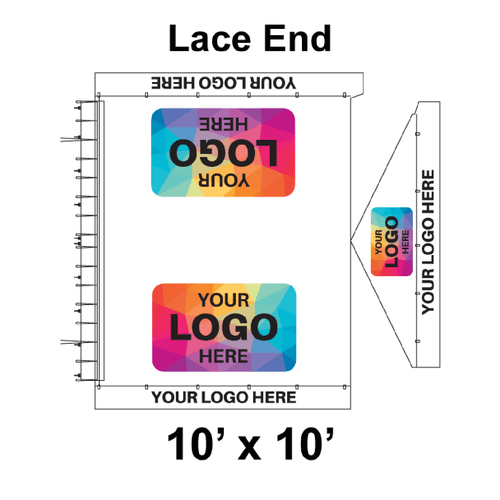 10' x 10' Gable Frame Tent Lace End, 16 oz. Ratchet Top, Logo/Valance Print Only