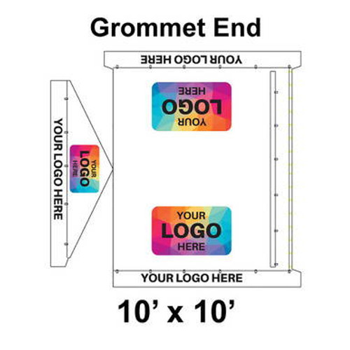 10' x 10' Gable Frame Tent Grommet End, 16 oz. Ratchet Top, Logo/Valance Print Only
