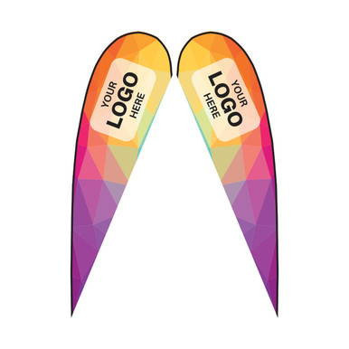 11' Tear Drop Double Sided Advertising Flag, colorful teardrop shaped banners with customizable logos on both sides.