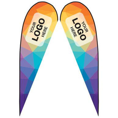 16' Tear Drop Double Sided Promotional Flag, vibrant colorful design with customizable logo space on each side.