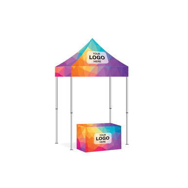 Celina Tent Fast Shade Package 7F, colorful pop-up canopy tent with a customizable logo area and sturdy metal legs for outdoor events and promotions.
