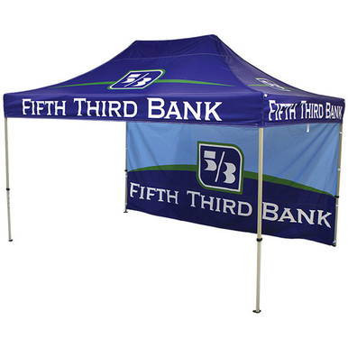 Celina Tent Fast Shade Package 15-3, blue portable canopy tent with Fifth Third Bank logo and branding for outdoor events or promotions.