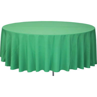 120'' Round Charcoal Gray Tablecloth, a large round tablecloth in charcoal gray covering a round table.