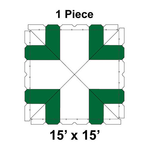 15' x 15' Classic Frame Tent, 1 Piece, 16 oz. Ratchet Top, White and Forest Green 15' x 15' Classic Frame Tent, 1 Piece, 16 oz. Ratchet Top, White and Forest Green