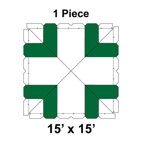 15' x 15' Classic Frame Tent, 1 Piece, 16 oz. Ratchet Top, White and Forest Green