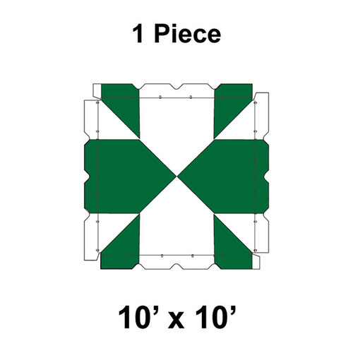 10' x 10' Classic Frame Tent, 1 Piece, 16 oz. Ratchet Top, White and Green