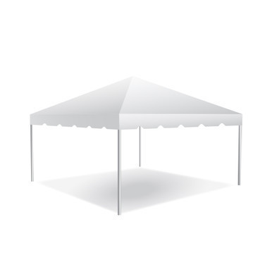 Celina Tent 15 x 15 Classic Series Frame Tent, 1 Piece Tent Top, Complete, white outdoor event tent with sturdy frame and fabric canopy.