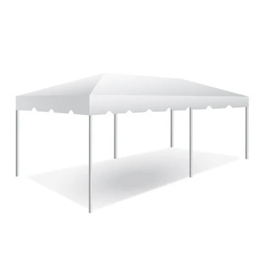Celina Tent 10 x 20 Classic Series Frame Tent, 1 Piece Tent Top, Complete, image of a white outdoor canopy tent with a structural frame and a solid fabric top for events or gatherings.