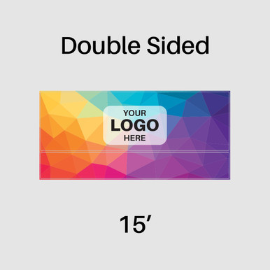 15' Dbl Print Fast Shade Backdrop, colorful geometric pattern with customizable logo space