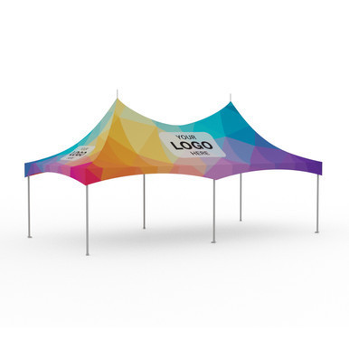 Celina Tent 10' x 20' Pinnacle Series High Peak Frame Tent / Cross Cable MarqueeFull Digital Print, Complete, colorful high peak frame tent with custom logo and vibrant digital print design.