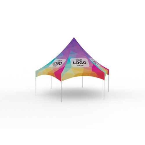20' Pinnacle Series Hexagon High Peak Frame Tent / Cross Cable Marquee Full Digital Print, Complete-product-main_image -product-main_image