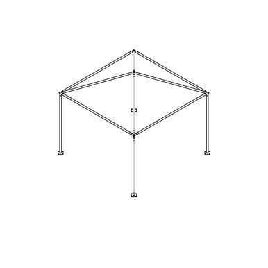 Celina 10' x 10' Classic Series Frame, a line drawing of a 10x10 foot rectangular outdoor canopy frame with four supporting legs and a peaked roof structure.