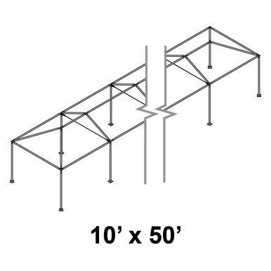Celina 10' x 60' Classic Series Frame, a detailed illustration of the metal frame structure for a large outdoor shelter.