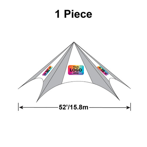 52' Diameter TP/Hexagon Tent, 1 Piece, Ratchet Top, Logo/Valance Print Only