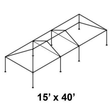 Celina 15' x 40' Classic Series Frame, a black metal canopy frame with multiple support beams and a rectangular shape.