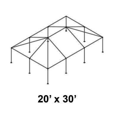 Celina 20' x 30' Classic Series Frame, a large rectangular metal canopy frame with a pitched roof structure and sturdy support legs.