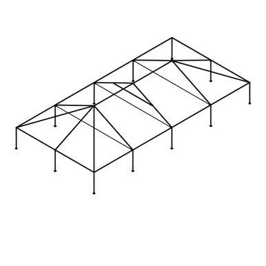 Celina 30' x 60' Classic Series Frame, image of a metal canopy frame structure with multiple support beams and a rectangular shape.