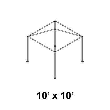 Celina 10' x 10' Master Series Frame, minimal line drawing of a square outdoor canopy frame with four legs and support beams.