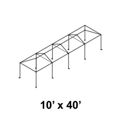 Celina 10' x 40' Master Series Frame, a black metal garden or event tent frame with a rectangular structure and multiple support beams.