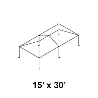 Celina 15' x 30' Master Series Frame, a rectangular metal outdoor canopy frame with six supporting legs and a pitched roof structure for outdoor shade or shelter.