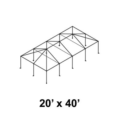 Celina 20' x 40' Master Series Frame, a large open metal structure with a sturdy frame and multiple sections designed for various outdoor uses.