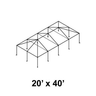 Celina 20' x 40' Master Series Frame, a metal framework structure for a large outdoor setup.