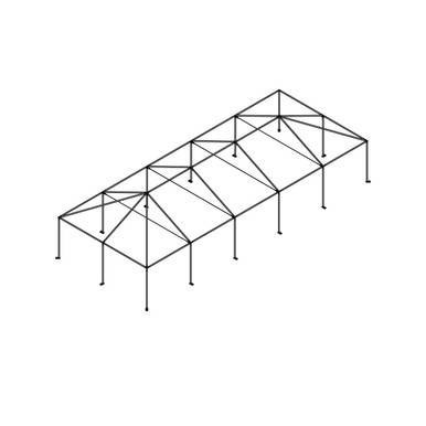 Celina 20' x 50' Master Series Frame, a large rectangular metal structure with multiple supporting crossbars and vertical poles for outdoor shelter or event tent.