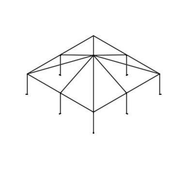 Celina 30' x 30' Master Series Frame, image of a metal frame structure with a square base and a peaked roof design.