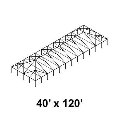 Celina 40' x 120' Master Series Frame, a large metal structure with a rectangular grid design for outdoor shelter or arena construction.