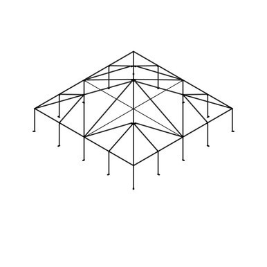 Celina 40' x 40' Master Series Frame, a construction frame with a geometric metal structure for building large outdoor tents or shelters.
