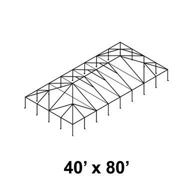 Celina 40' x 80' Master Series Frame, image of a large metal support structure for a construction or event setup.