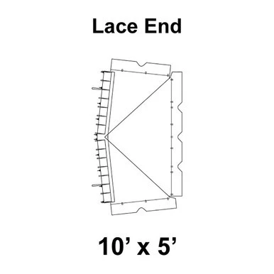 Celina 10' x 05' Classic Frame Tent Top, Lace End, technical diagram showing the layout and structure of the tent top with lace end design.