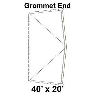 Celina 40' x 20' Classic Frame Tent Top, Grommet End, diagram showing the grommet end of the tent top with dimensions of 40 feet by 20 feet.