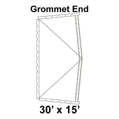 Celina 30' x 15' Classic Frame Tent Top, Grommet End - diagram of the tent top with grommet end illustration.
