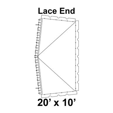 Celina 20' x 10' Classic Frame Tent Top, Lace End, with diagram of the lace end layout and measurements.