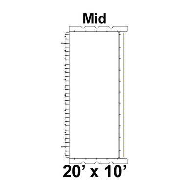 Celina 20' x 10' Classic Frame Tent Top, Mid Section, illustration showing the dimensions and positioning of the mid section of the tent top.