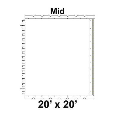 Celina 20' x 20' Classic Frame Tent Top, Mid Section, a square tent top with measurements of 20 feet by 20 feet, designed for outdoor event protection.
