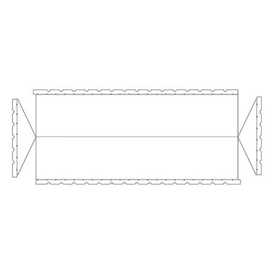Celina 15' x 40' Classic Frame Tent, 1 Piece, 16 oz. Ratchet Top, line drawing illustration of the tent structure with detailed side views.
