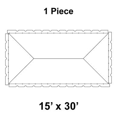 15' x 30' Classic Frame Tent, 1 Piece, 16 oz. Ratchet Top, top view diagram showing the tent's rectangular shape and dimensions.