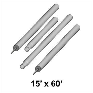 Celina Tent 15' x 60' Classic Series Pole Kit, image showing four metal poles for tent assembly.