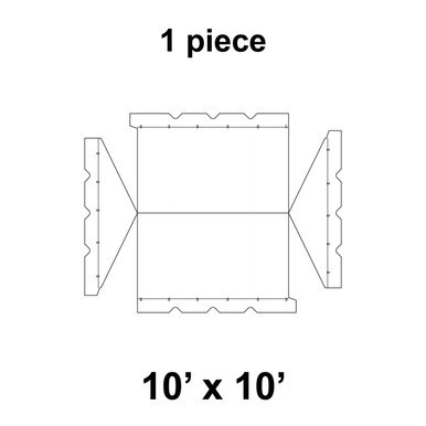 Celina Tent 10' x 10' Classic Gable Frame Tent, 1 Piece, 16 oz. Ratchet Top Replacement, technical blueprint diagram of the tent's ratchet top replacement piece.