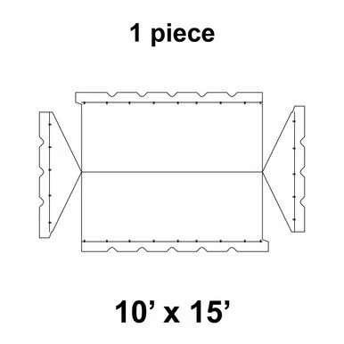 Celina Tent 10' x 15' Classic Gable Frame Tent, 1 Piece, 16 oz. Ratchet Top Replacement, technical diagram showing the blueprint and dimensions of the tent frame and ratchet top component.