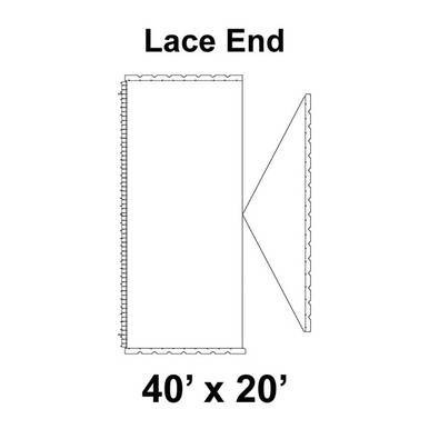 Celina Tent 40' x 20' Classic Gable Frame Tent Top, Lace End, diagram of the tent's lace end side view with dimensions