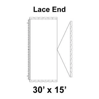 Celina Tent 30' x 15' Classic Gable Frame Tent Top, Lace End, technical diagram showing the side view of the tent top structure with detailed measurements.
