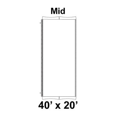 Celina Tent 40' x 20' Master Frame Tent Top, Mid Section, detailed diagram of the tent middle section showing dimensions and layout.